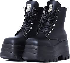 Botines Plataforma Estilo Gótico Combate para Mujer