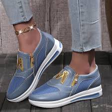 Zapatillas Casuales con Cremallera Lateral para Mujer